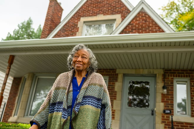 Ninety-two-year-old Heloyse Moore, at her home in Detroit, September 25, 2023. Thanks to the city’s Renew Detroit program, Moore received a new roof on her home.