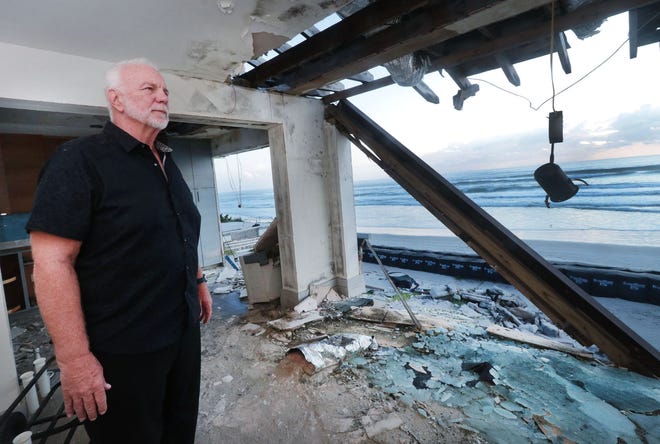 For about three years, Phil Martin had a simple oceanfront house on a beautiful, nearly untouched stretch of the beach in Wilbur-By-The-Sea. Then last September's Tropical Storm Ian roared into eastern Volusia County and tore apart Martin's tranquil escape on the edge of the Atlantic Ocean. He plans to rebuild on the same property.