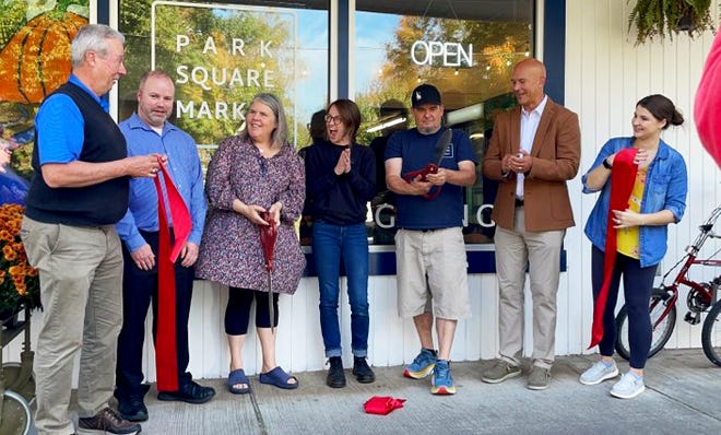 Park Square Market in Confluence held its ribbon cutting ceremony Oct. 13. From left are: Ron Aldom, president of the Somerset County Chamber of Commerce; Matt Reckner, Somerset County, Startup Alleghenies Entrepreneur coach; owner, Suzanne Lentz; the Park Square Market Manager Siobhan Auger-Deal; owner, Jeffrey “Pope” Pankey; Sen. Pat Stefano; Lauren Thompson, JARI Technical Assistance Lead. Park Square Market is dedicated to providing nutritious food to the community by offering a wide range of products sourced from local and regional farmers, producers and artisans. With an emphasis on community engagement, sustainability, and convenience, Park Square Market aims to create a unique shopping experience that supports both local businesses and the community at large. For more information, visit www.parksquaremarket.com.