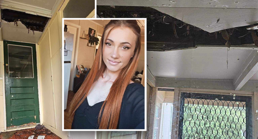 Renter’s horror as roof ‘full of asbestos’ falls on her head