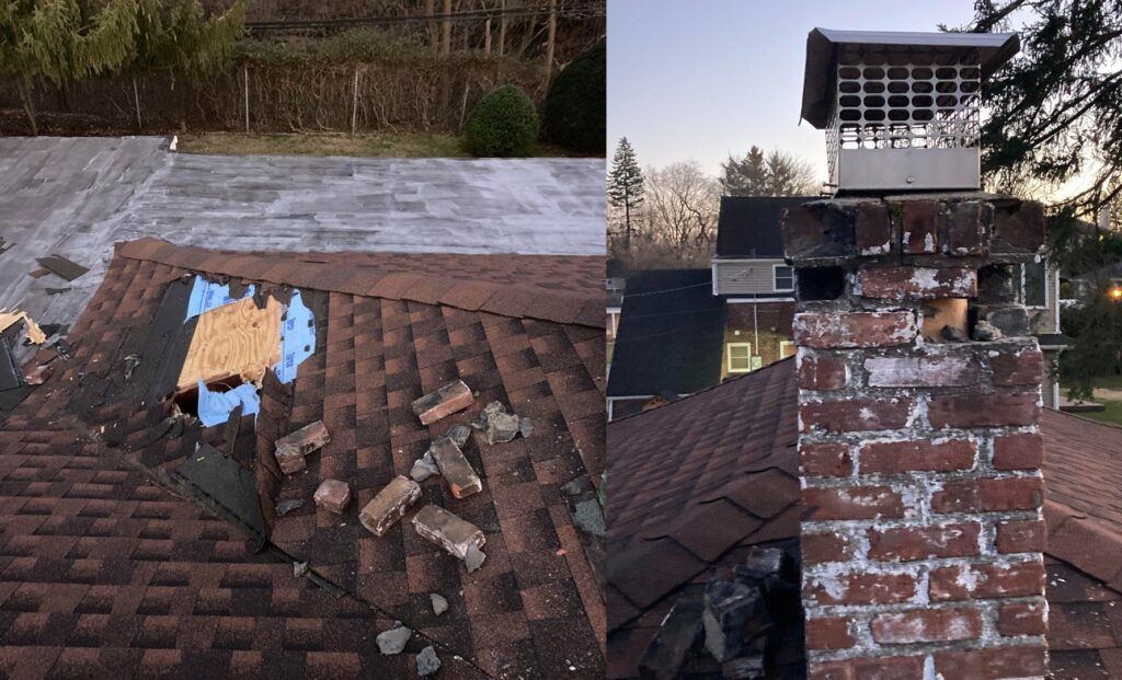 Images provided by police of the roofs involved in the attempted Long Island scam on Monday, Feb. 5.